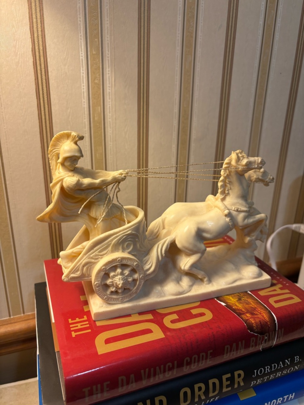 Vintage A. Santini Italian Roman Horse Chariot and Gladiator Sculpture